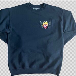 Black Crewneck Sweater with Embroidered Logo